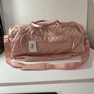 Luocip Pink Quilted Nylon Weekender Bag 22”Lx9”Wx14”H Duffel Duffle Bag
